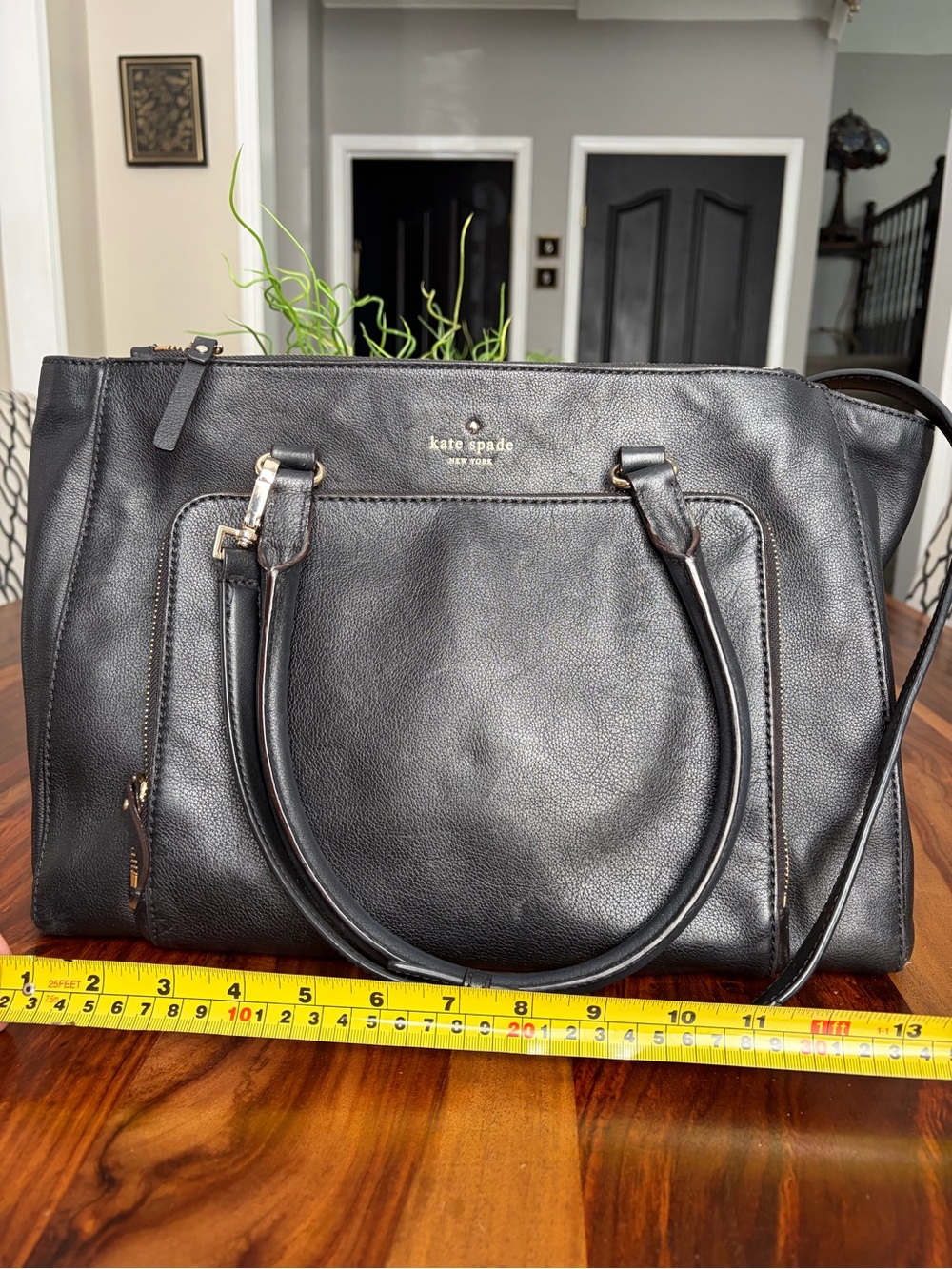 kate spade Black tLeather Satchel laptop bag Gold Hardware